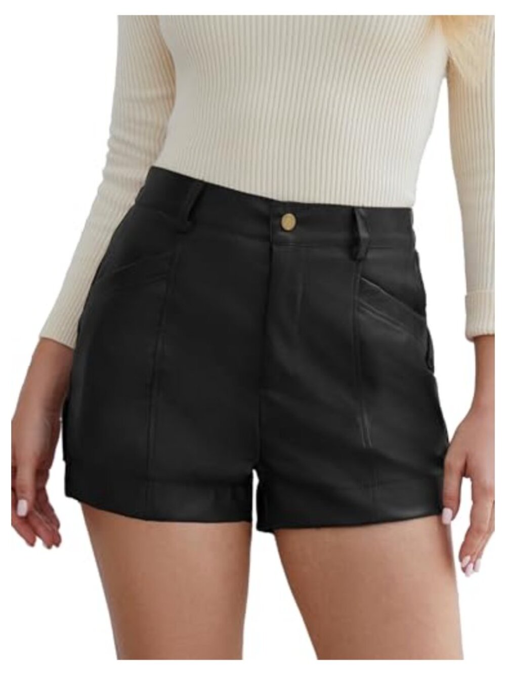 Faux Leather Shorts High Waisted Stretchy Dress Shorts